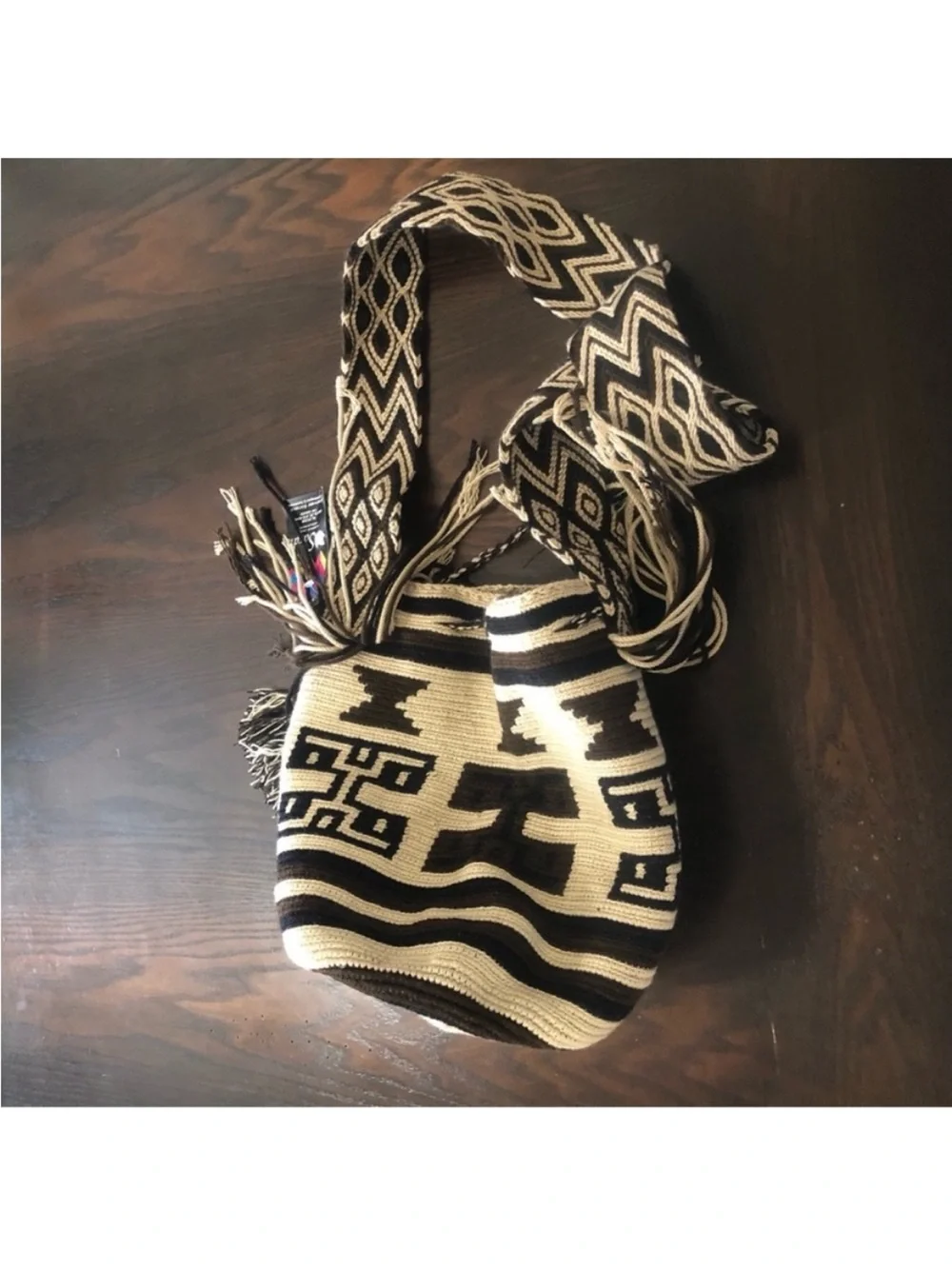 WAYUU Colombian Tribe Black Cream Woven Hobo Bag NWT SARAI WAYUU cross body XL